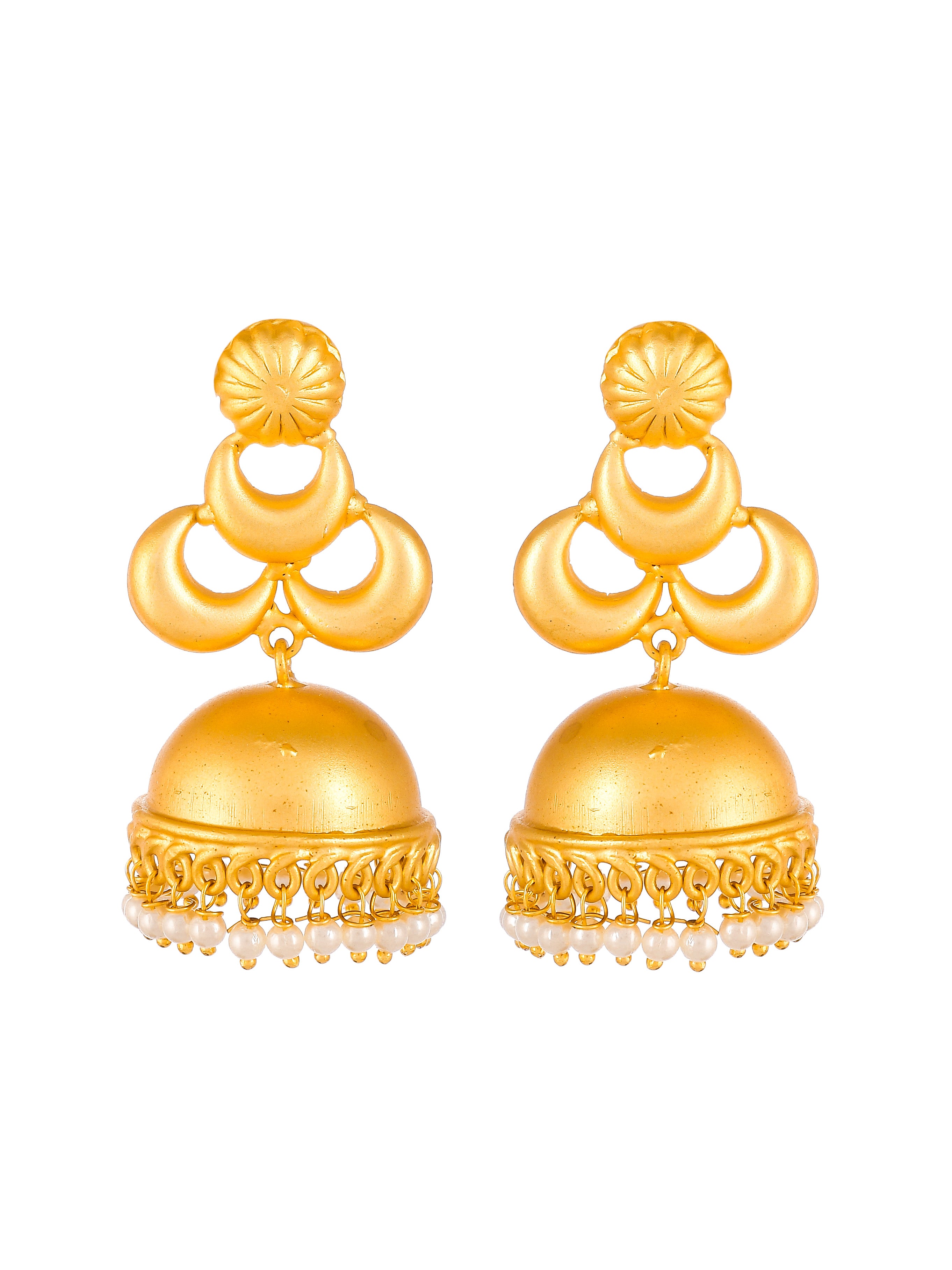 Buy Traditional Gold Design Triple Jhumka Earrings for Women