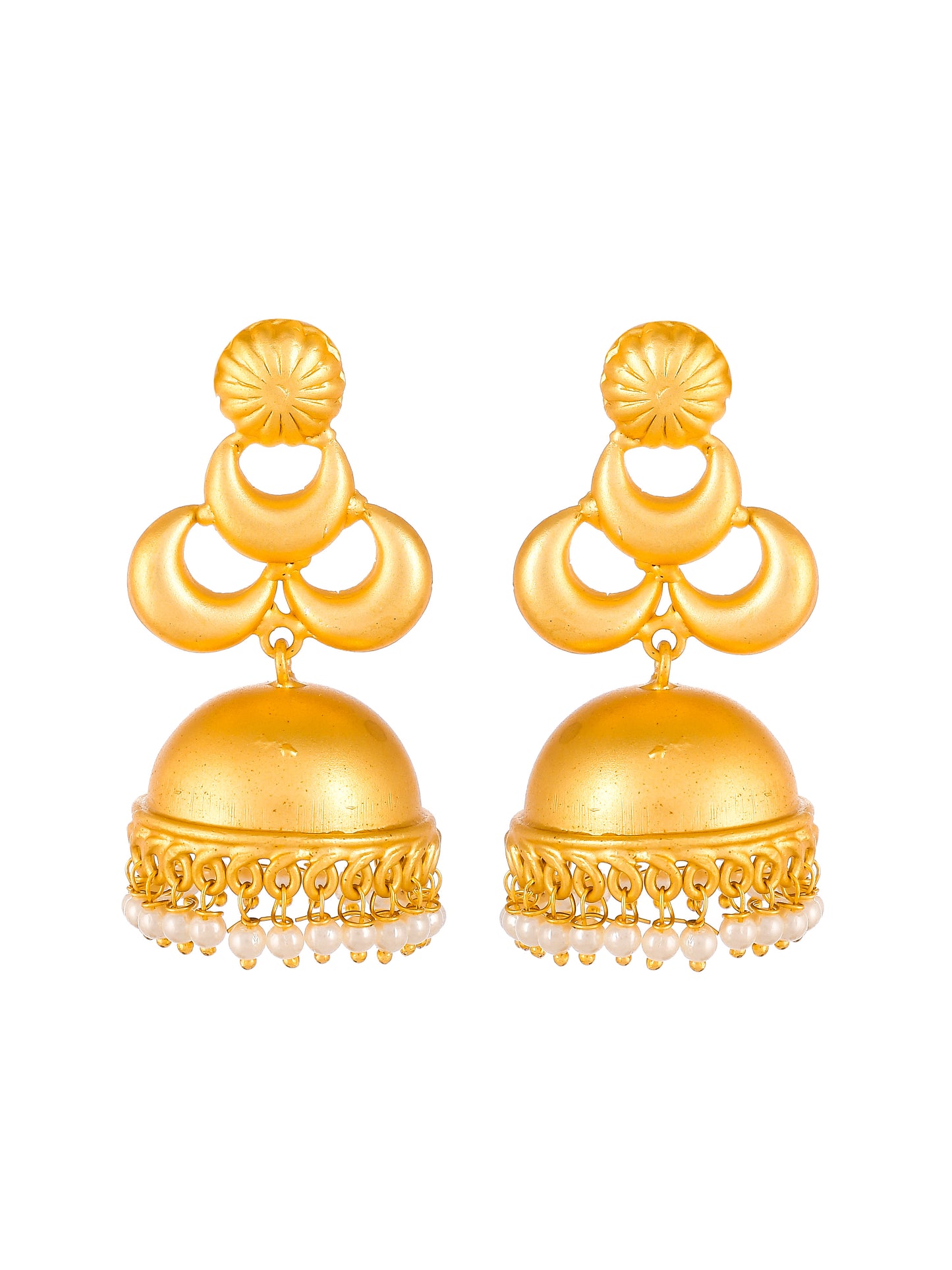 Gold Plated Traditional Floral Jhumka Earrings
