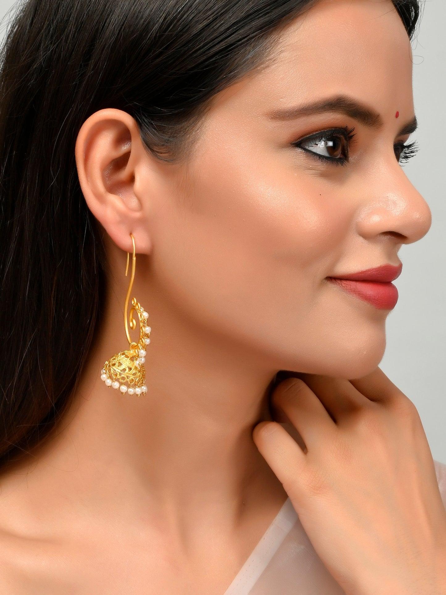 Gold Plated Traditional Drop Earrings jhumkas