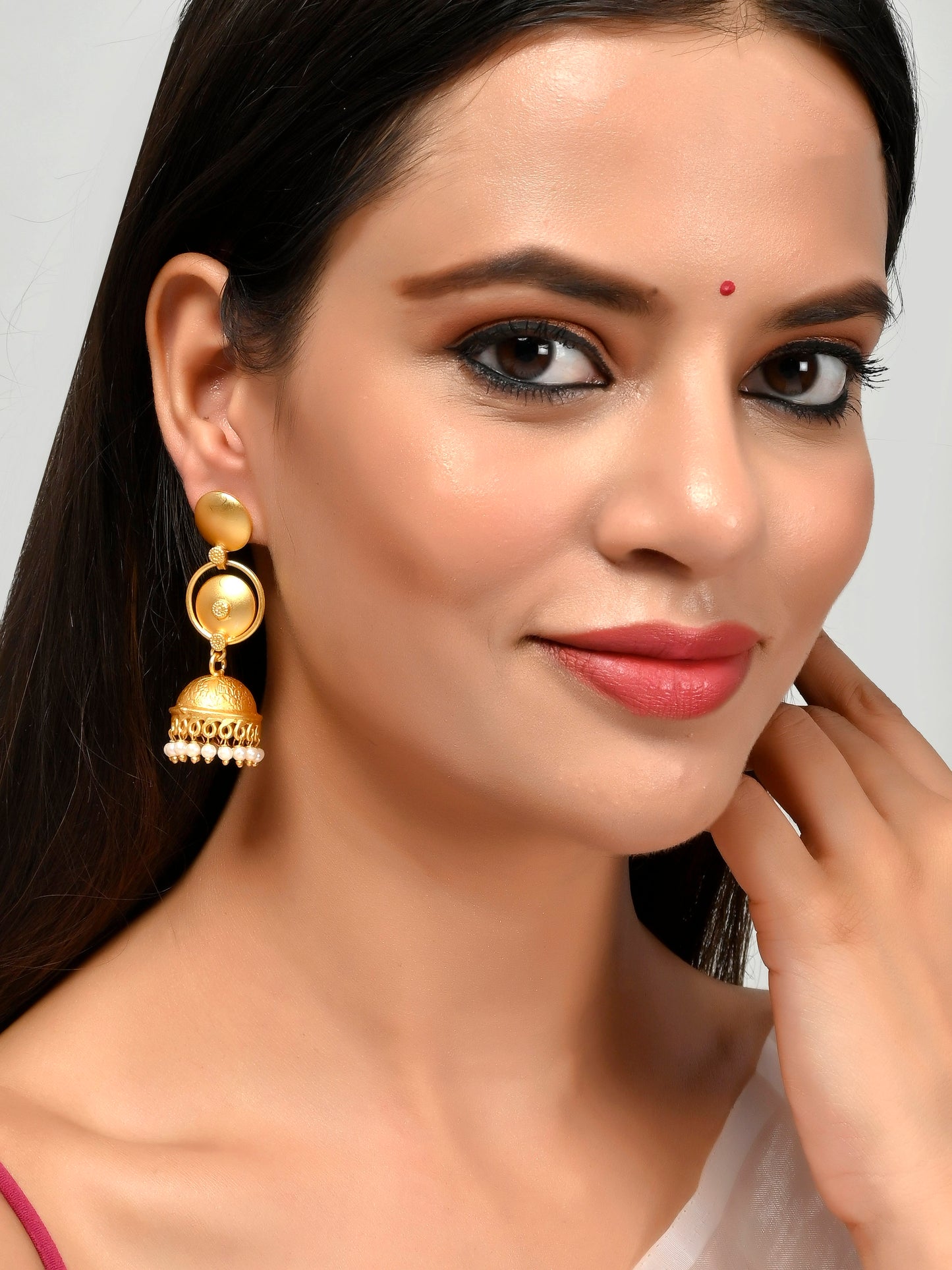 Gold Plated Ethnic Jhumka Earrings