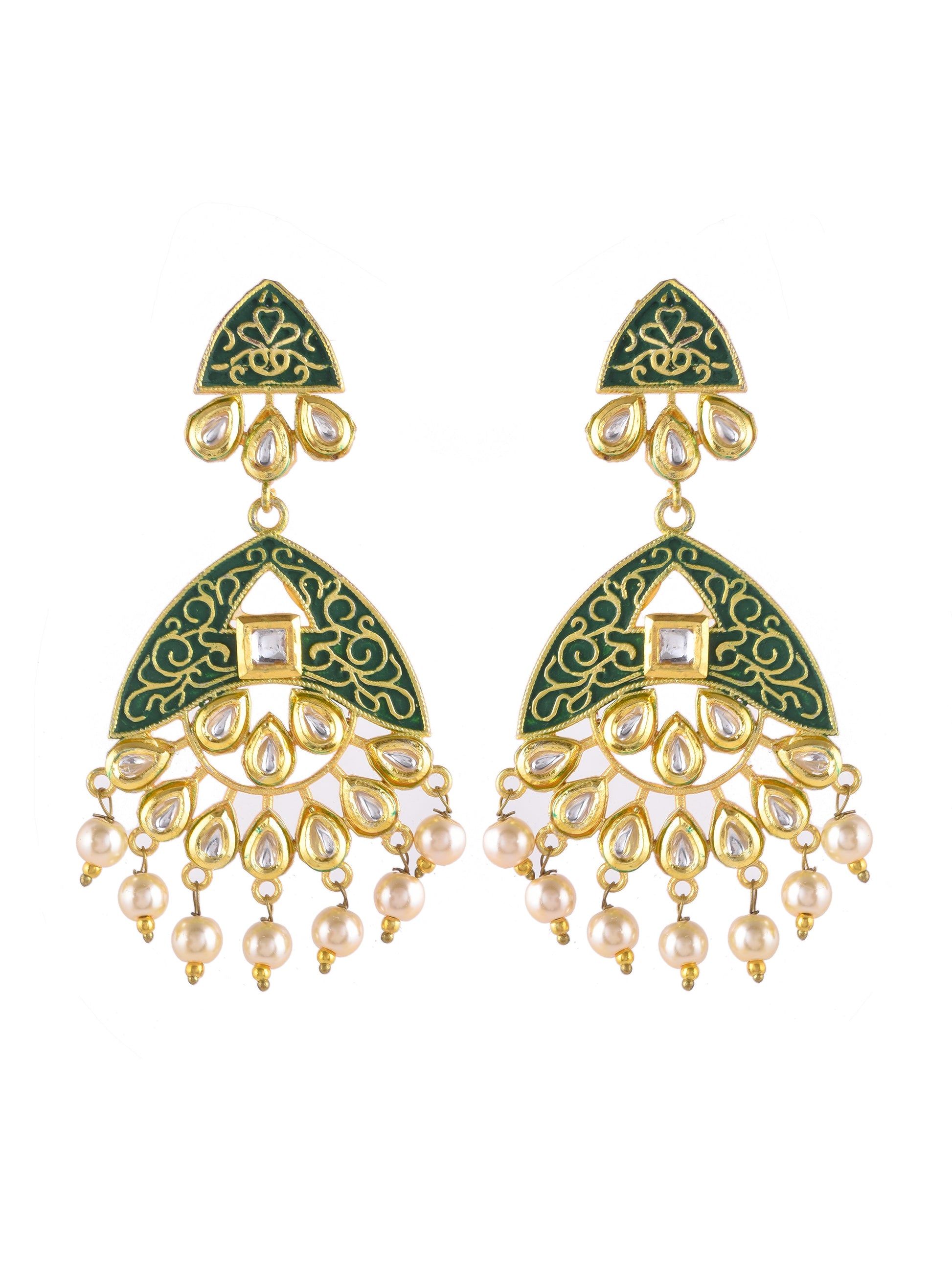 Enamelled Kundan Earrings