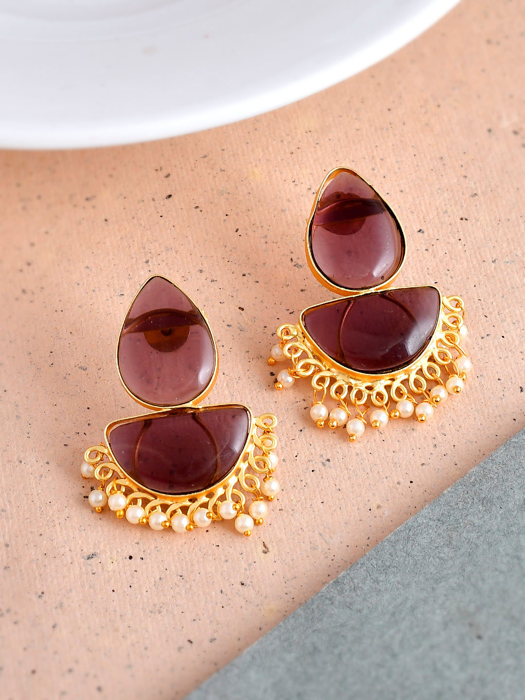 Traditional Pearl Chandbali earrings