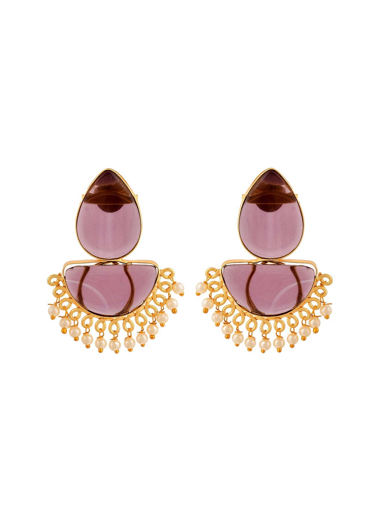 Traditional Pearl Chandbali earrings