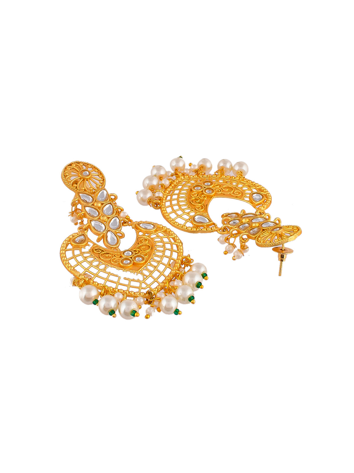 Gold Plated Kundan Chandbali Heavy Earrings