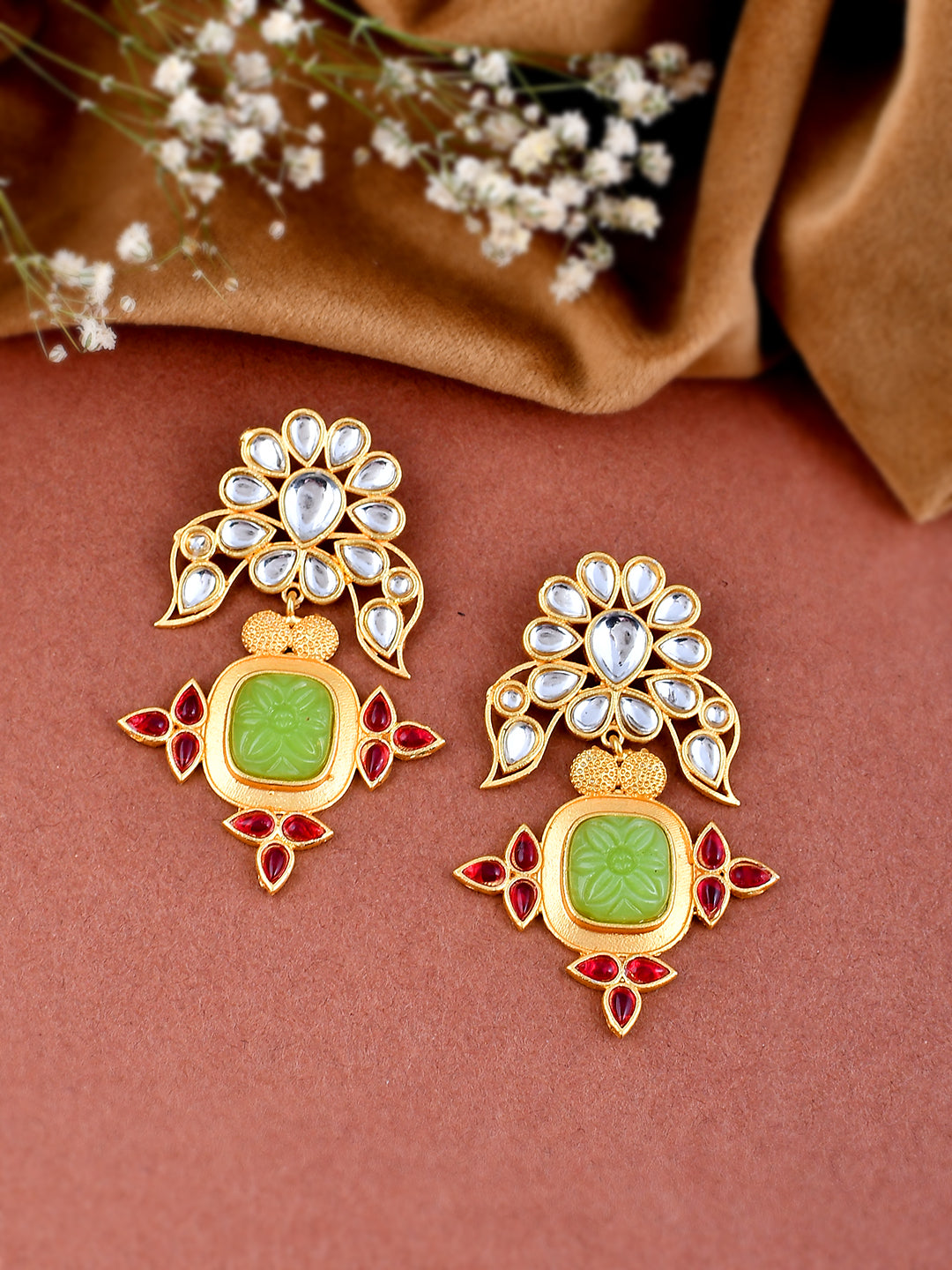 Kundan Floral Drop Earrings for women