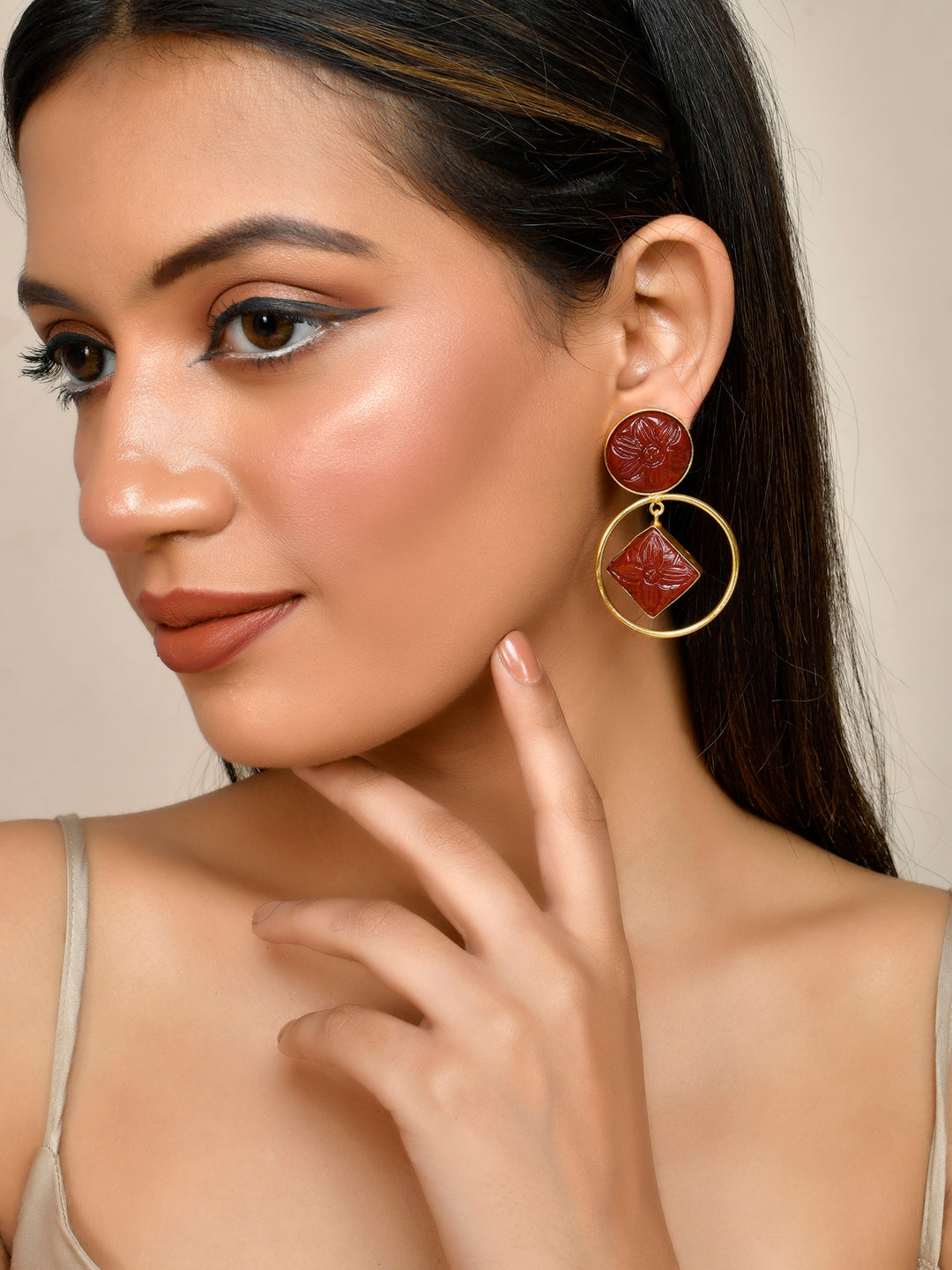 Gold plated drop earring