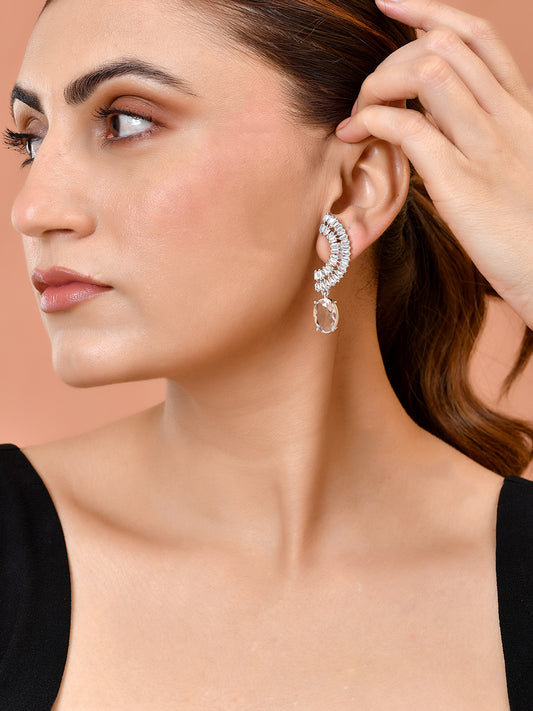 Silver Plated American Diamond Earrings for Women