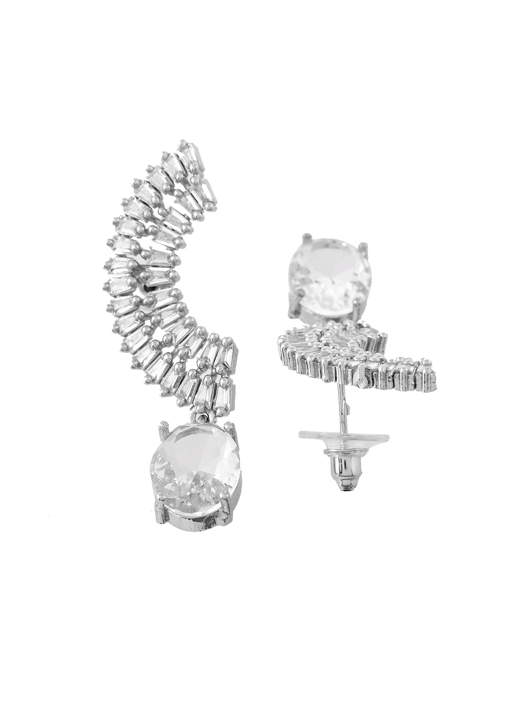 Silver Plated American Diamond Earrings for Women