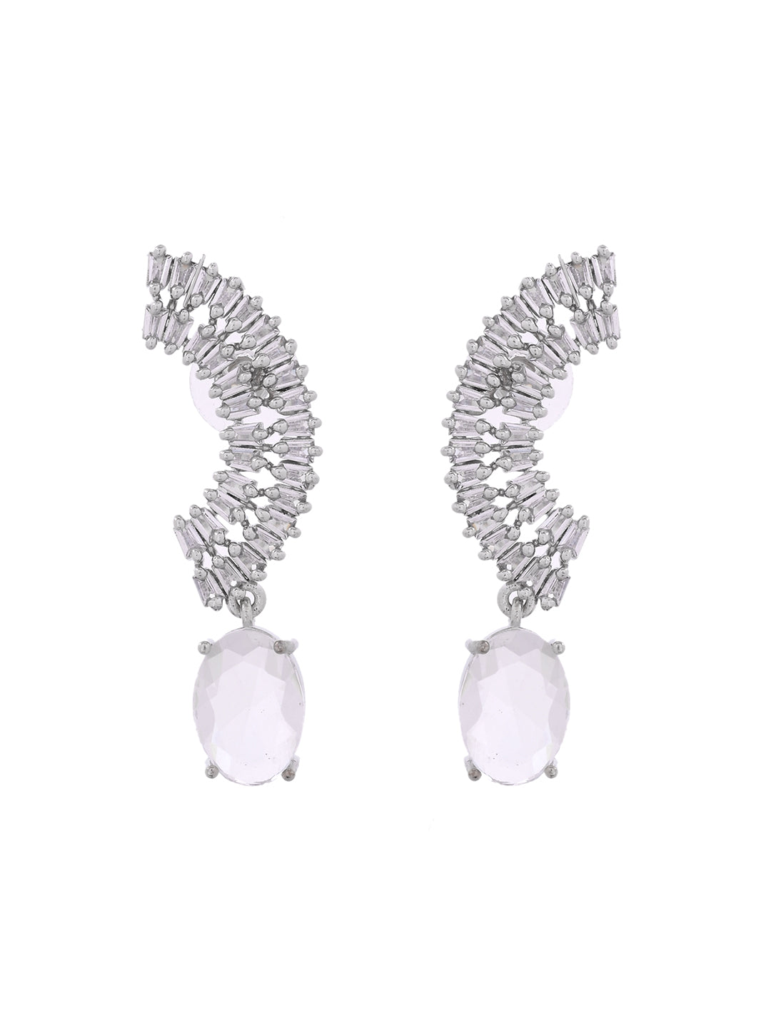 Silver Plated American Diamond Earrings for Women