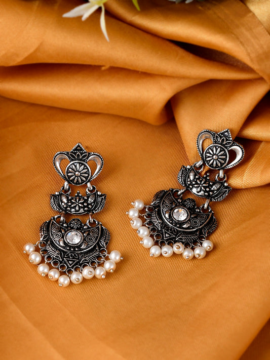 Oxidised Silver plated Chandbali Earrings