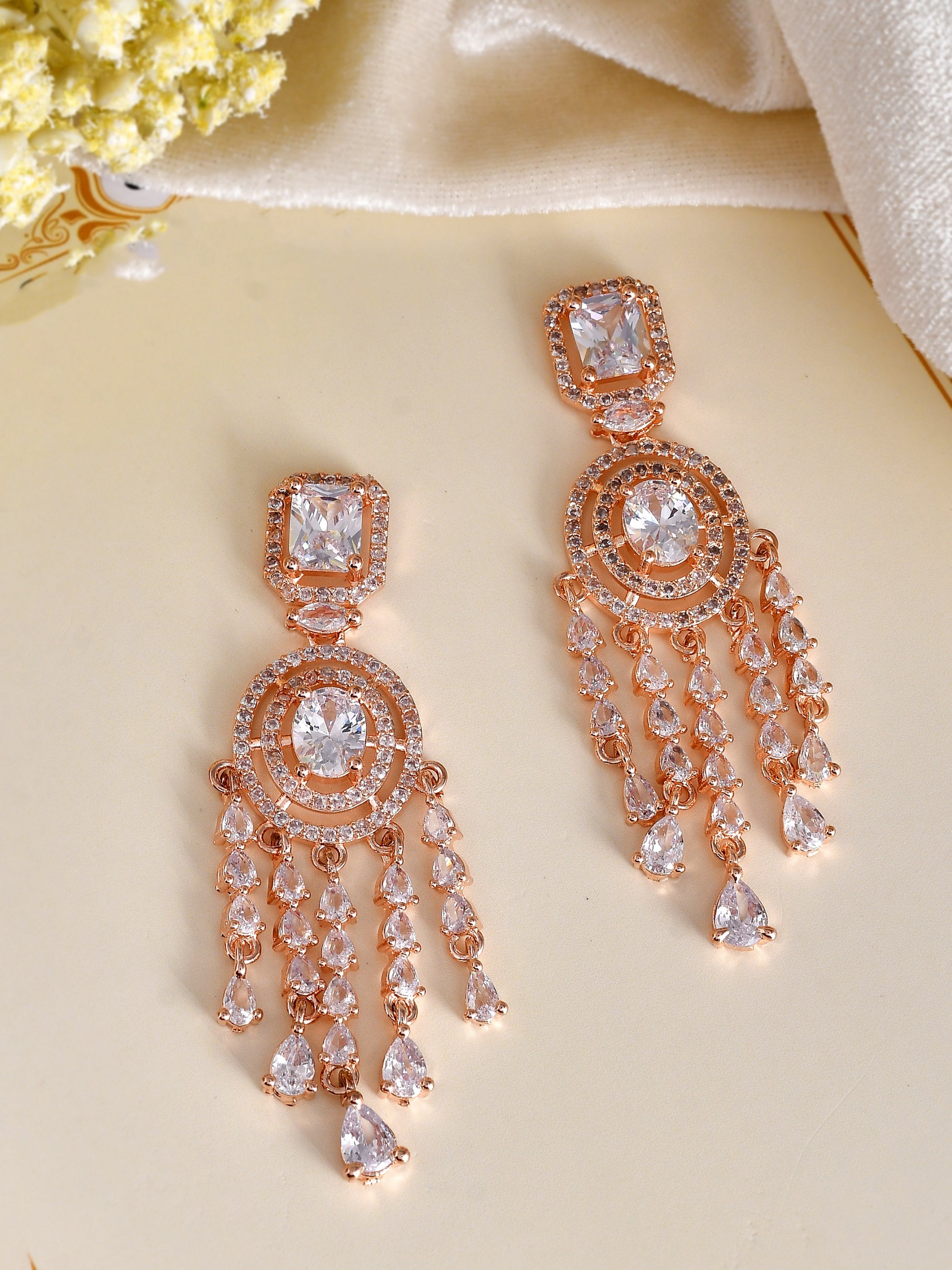 Rose Gold American Diamond Earrings