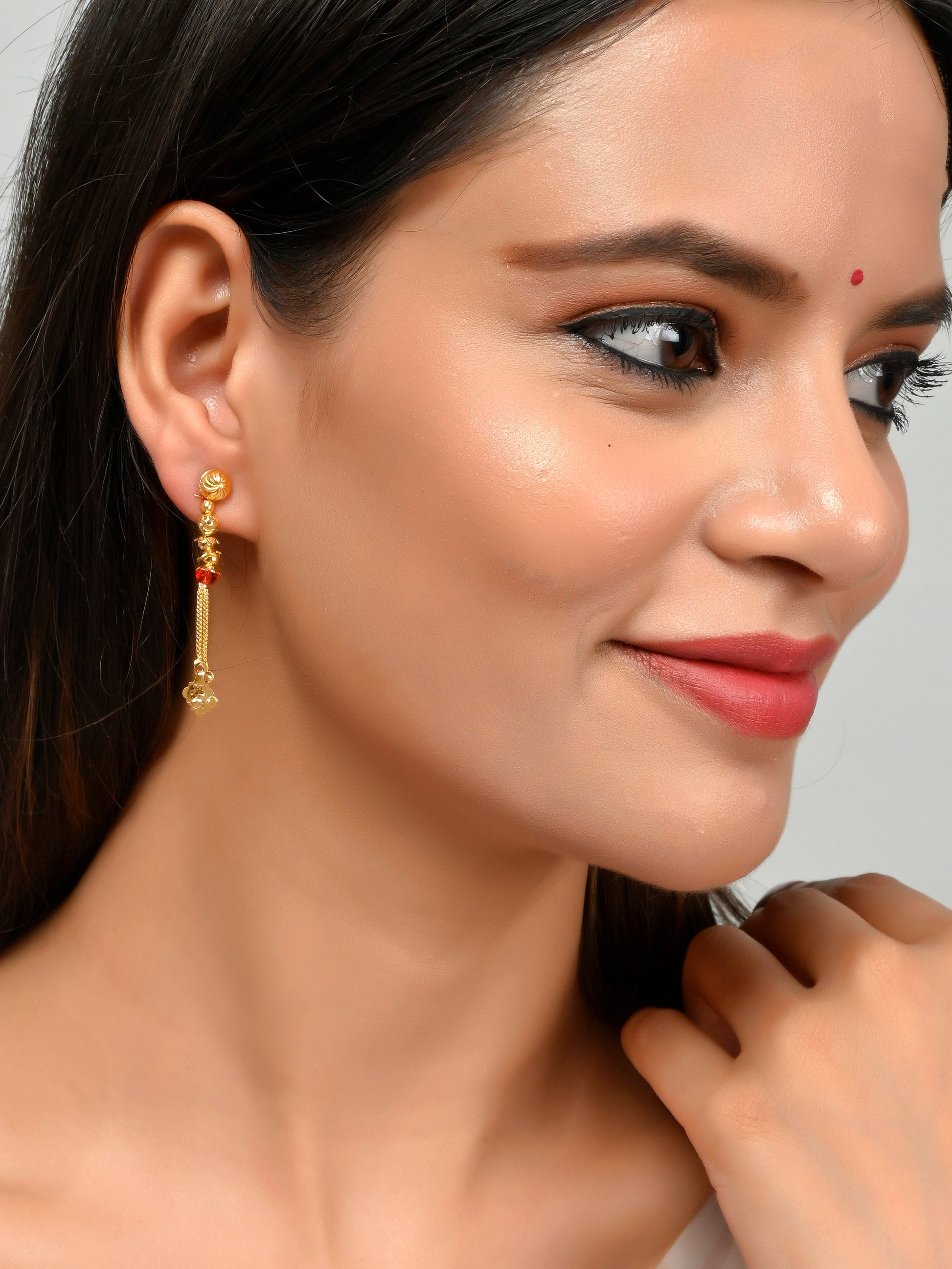 Set of 2 Gold Plated Contemporary Hoop and Dangle Earrings