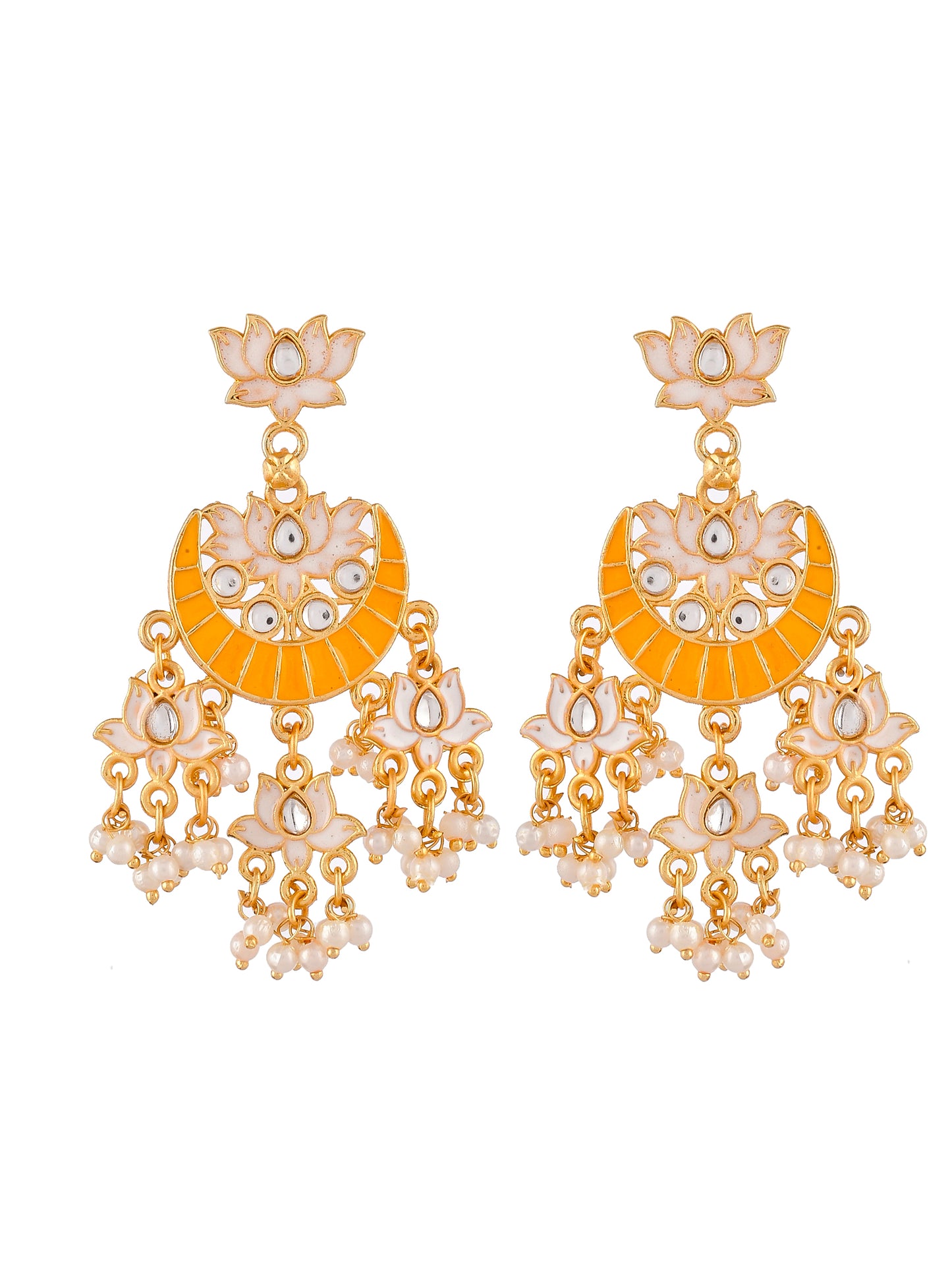 Gold plated Yellow chandabali Earrings