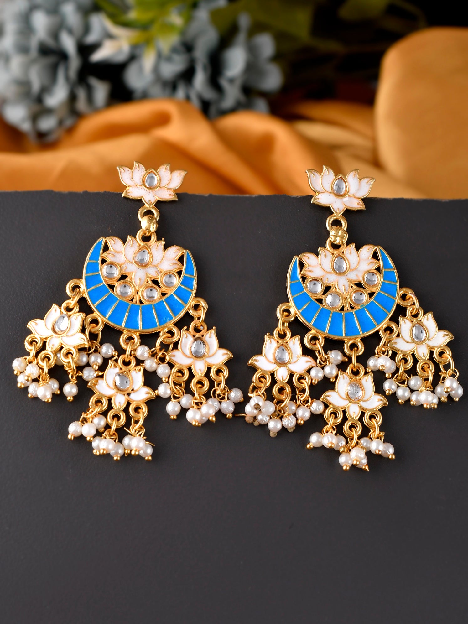Gold plated Sharavi chandabali Earrings