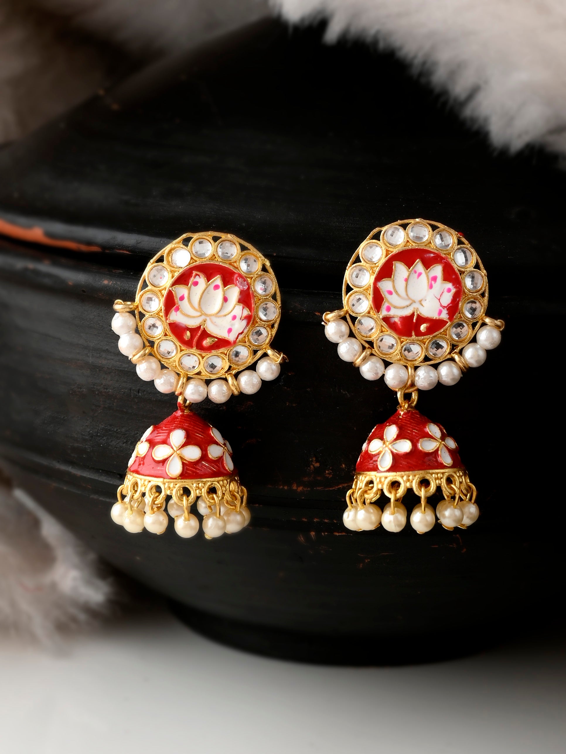 Golden Brass Meenakari Handmade Heavy Earrings With Mangtika at Rs 650/pair  in Jaipur