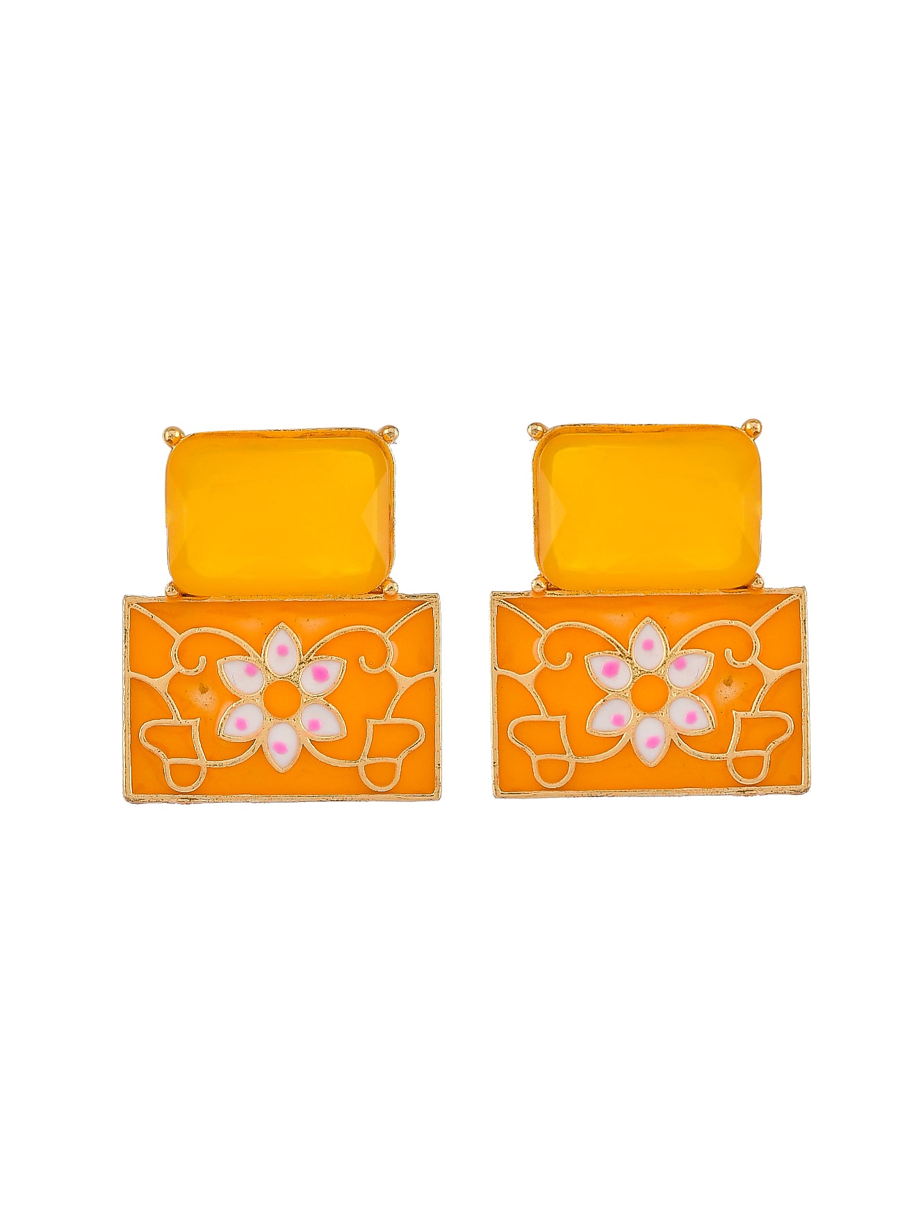 Square Meenakari Stud Earrings