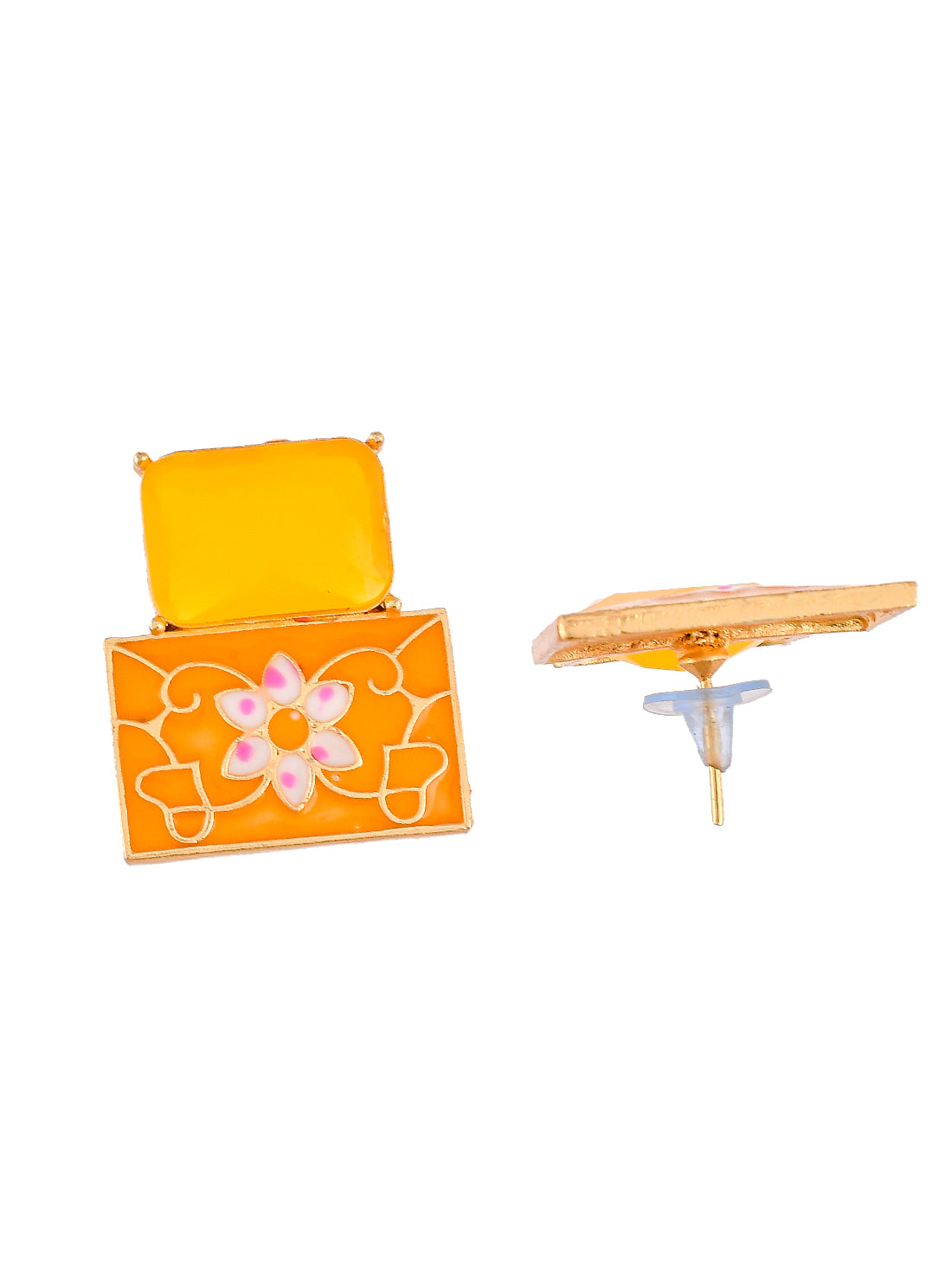 Square Meenakari Stud Earrings