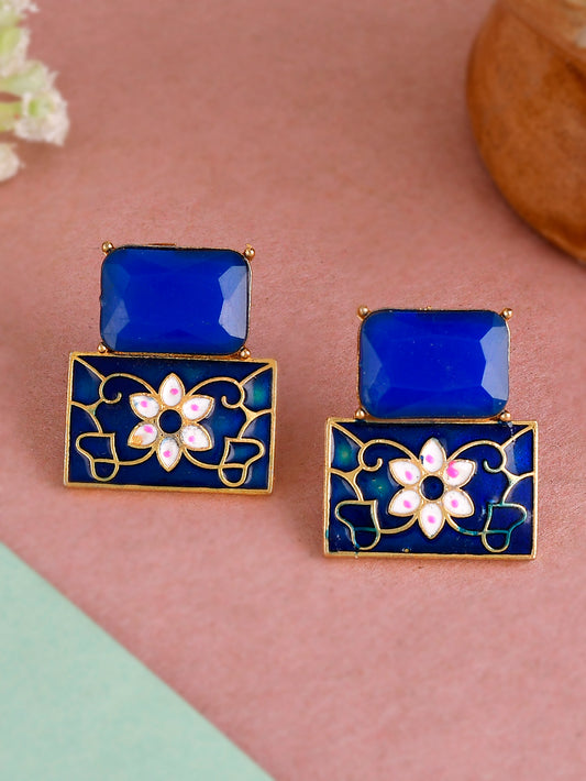 Square Meenakari Stud Earrings for Women Online