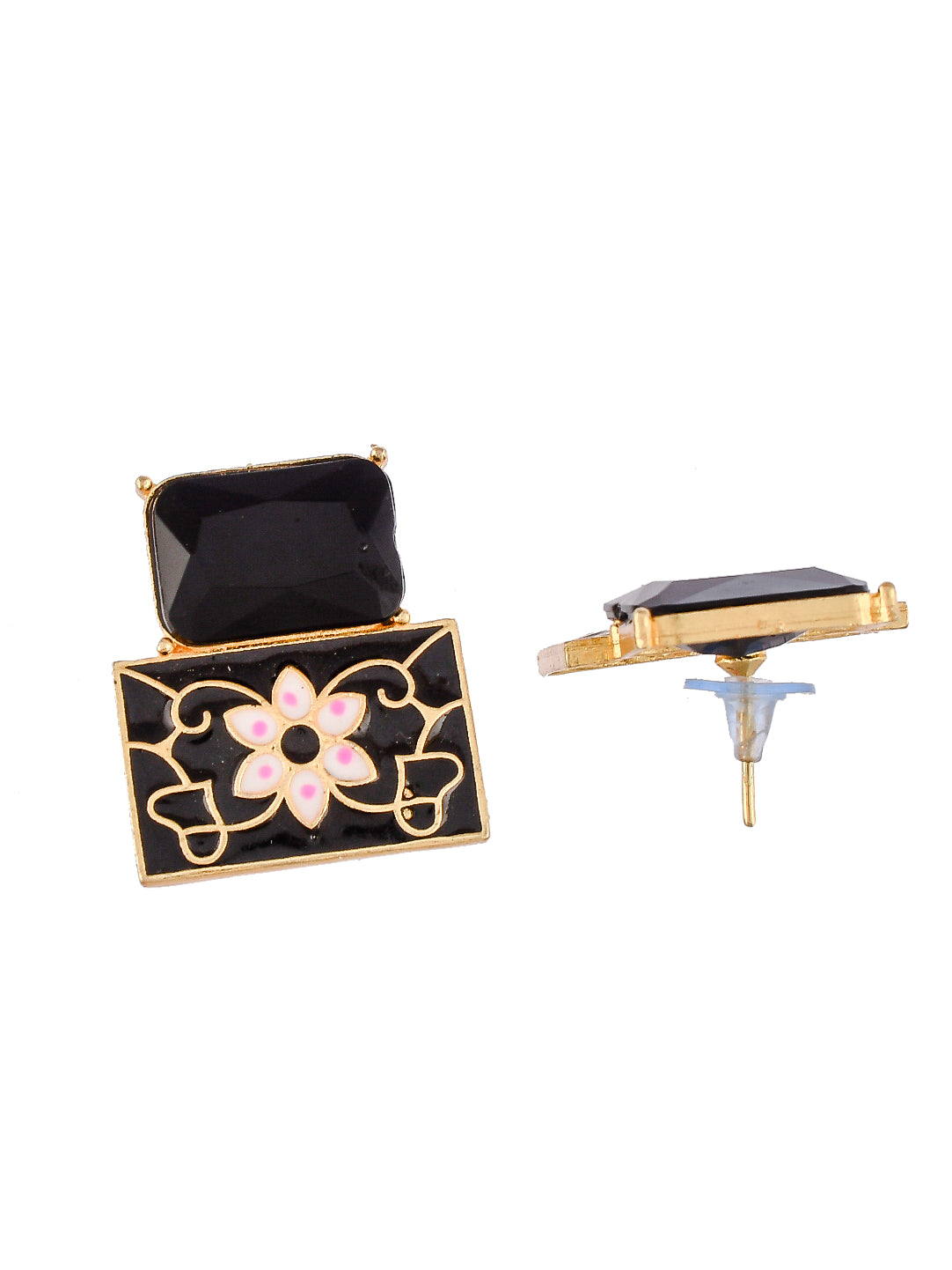 Square Meenakari Stud Earrings