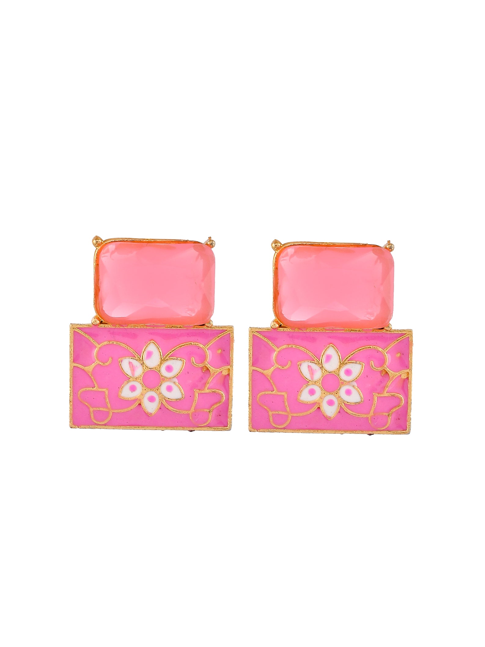 Square Meenakari Stud Earrings