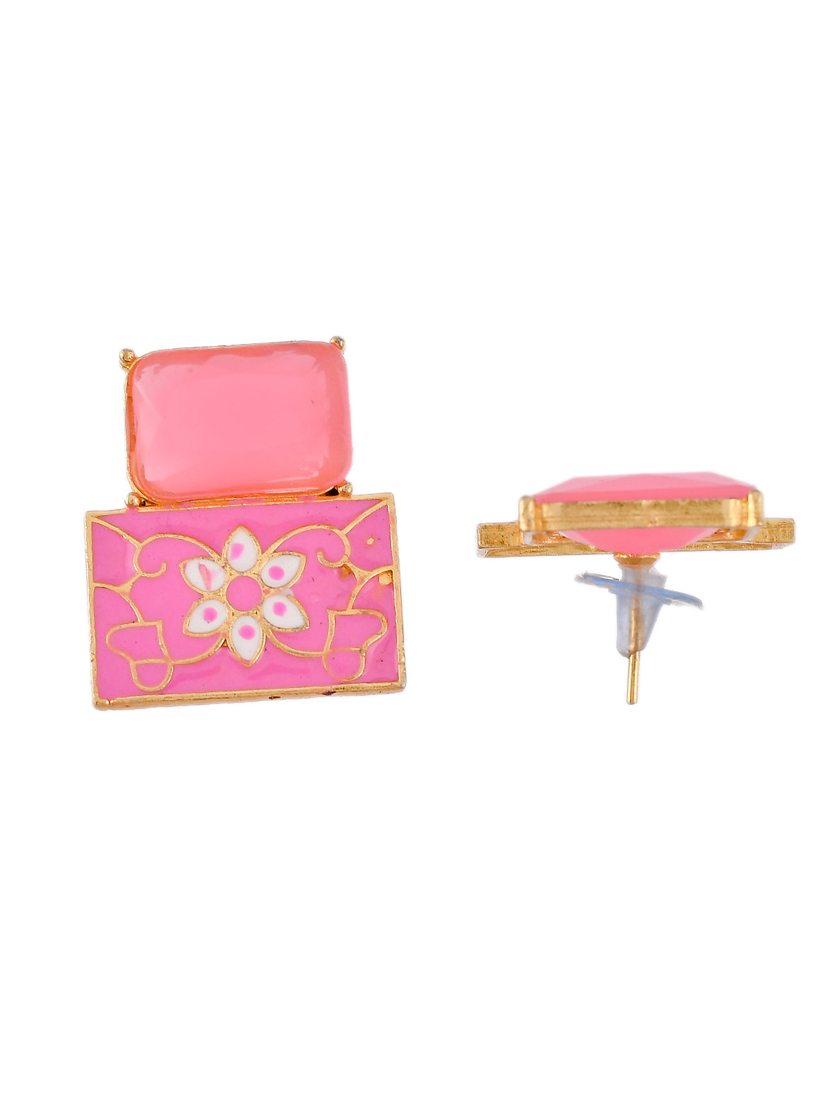 Square Meenakari Stud Earrings