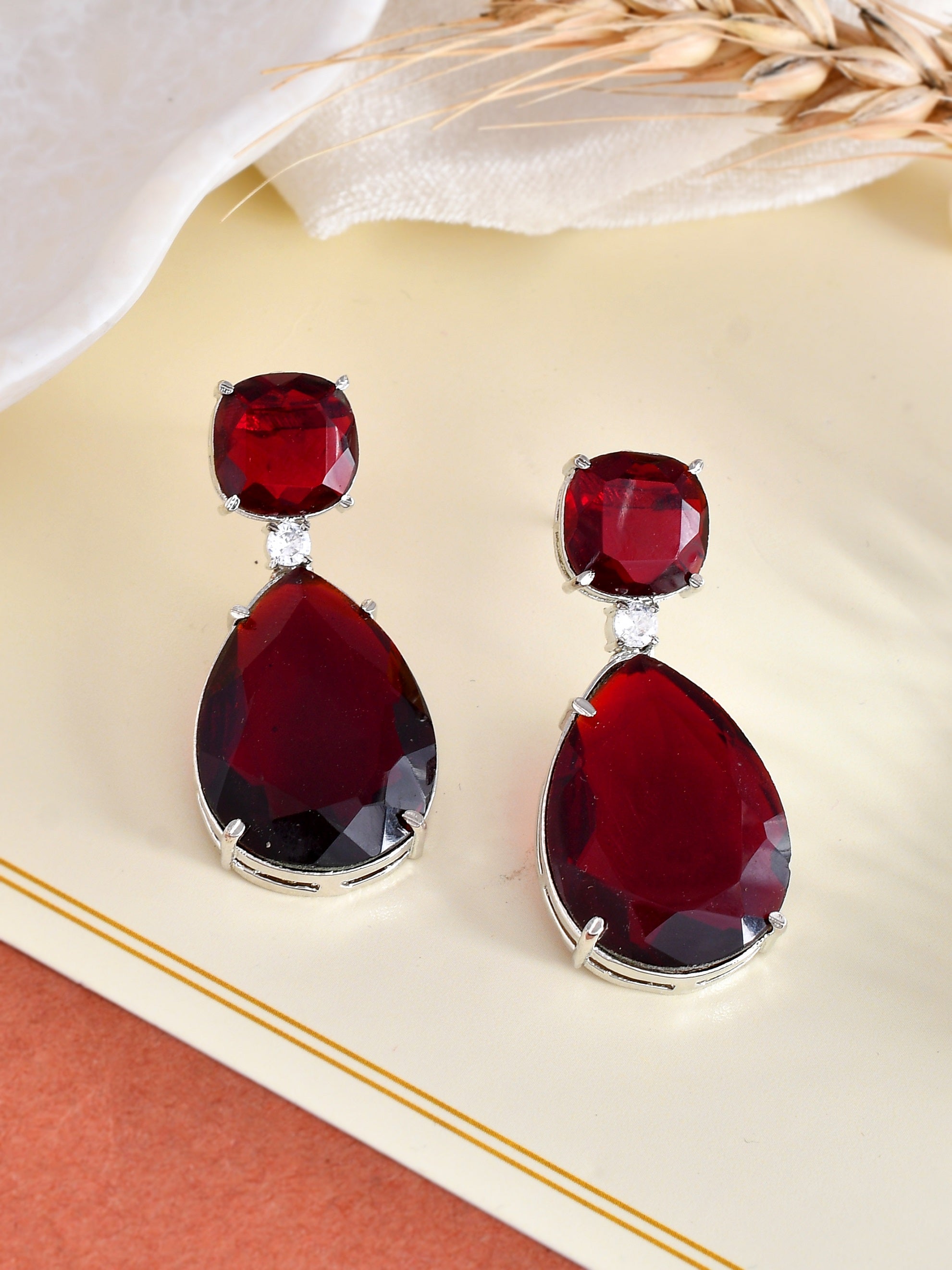 Bezel Set Ruby Drop Earrings - deJonghe Original Jewelry