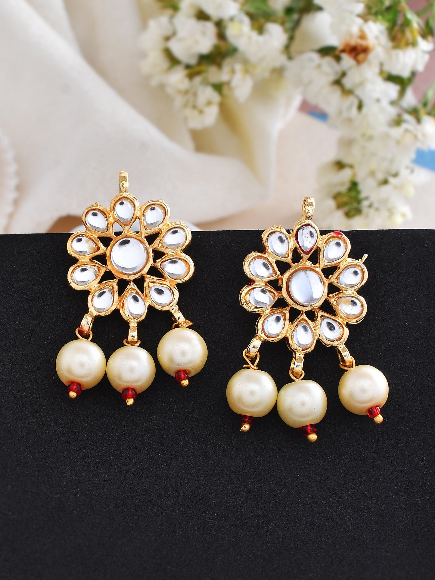 Traditional Pearl Kundan Earrings