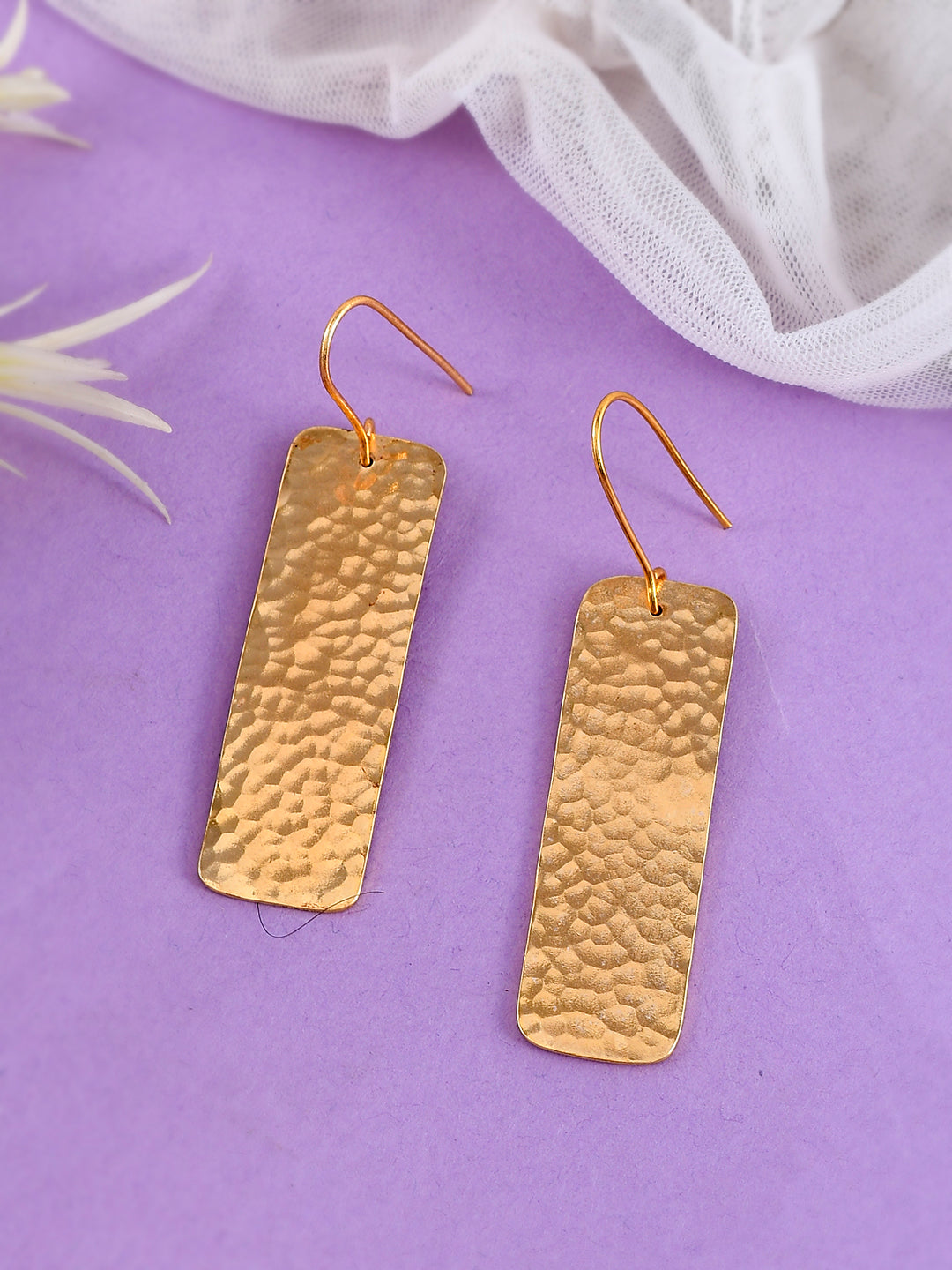 Gold Plated western hammered dangle earrings