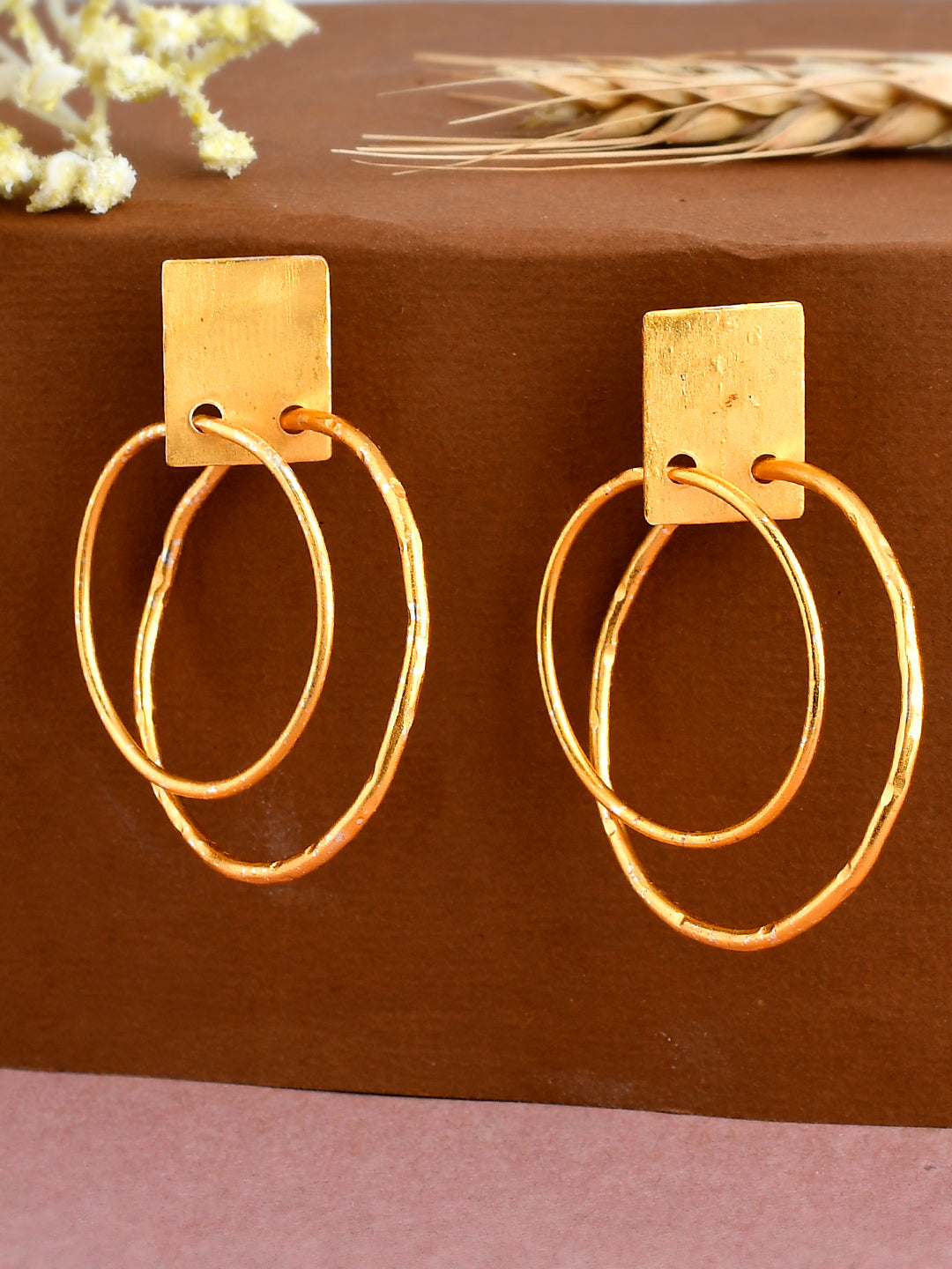 Gold Plated Circular Western Hoop Earrings