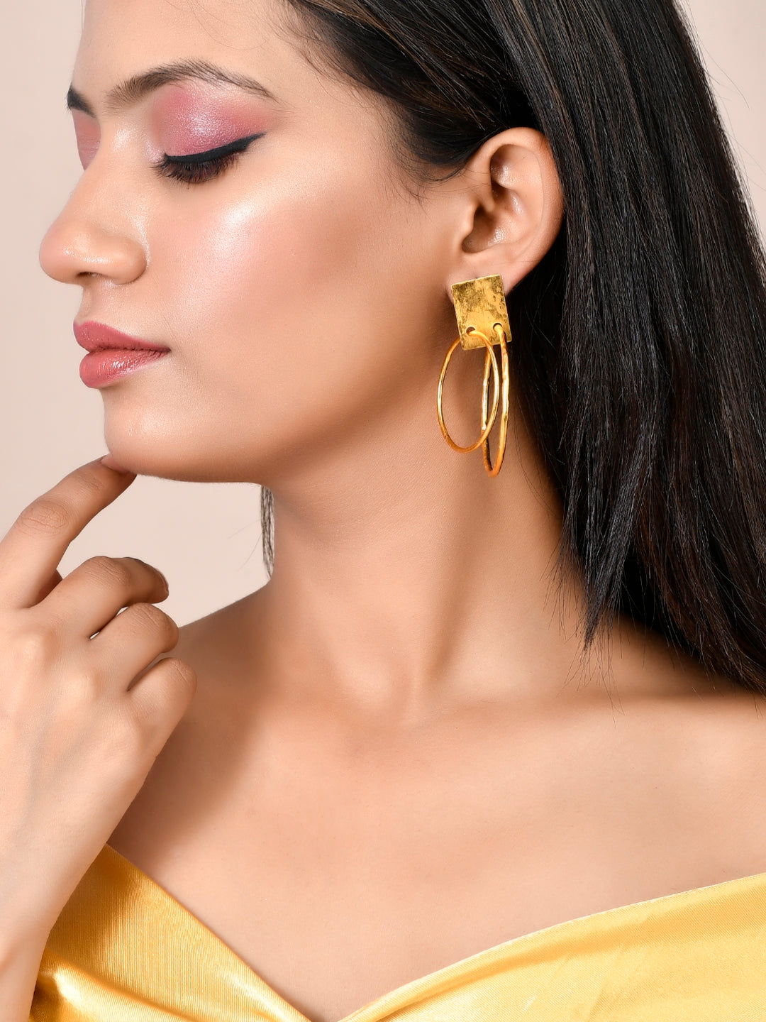 Gold Plated Circular Western Hoop Earrings