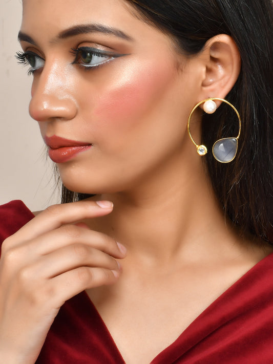 Gold Plated Circular Drop Earrings