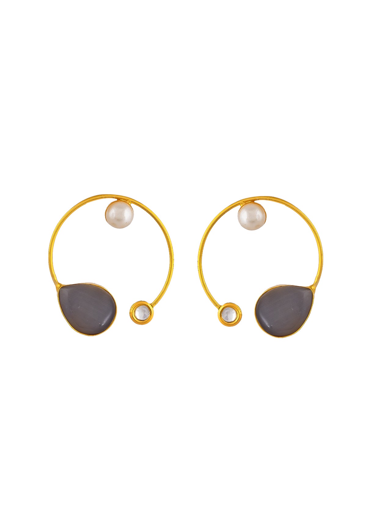 Gold Plated Circular Drop Earrings for women