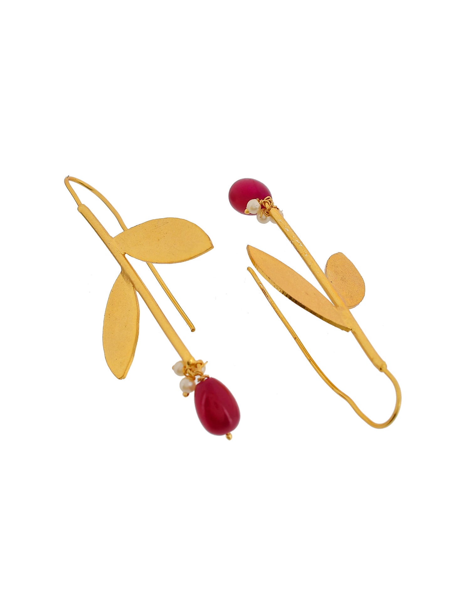 Gold Plated Leaf Long Dangler earrings for women