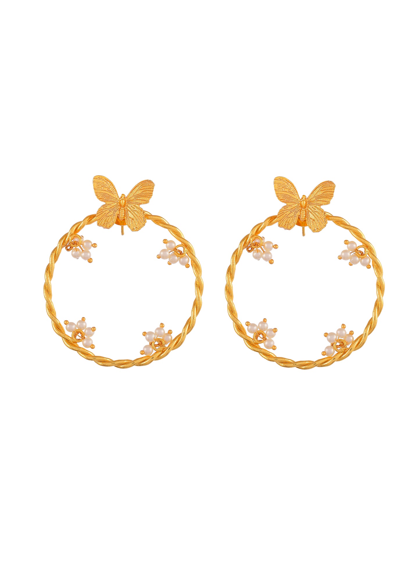Butterfly Round contemporary Pearl Earrings