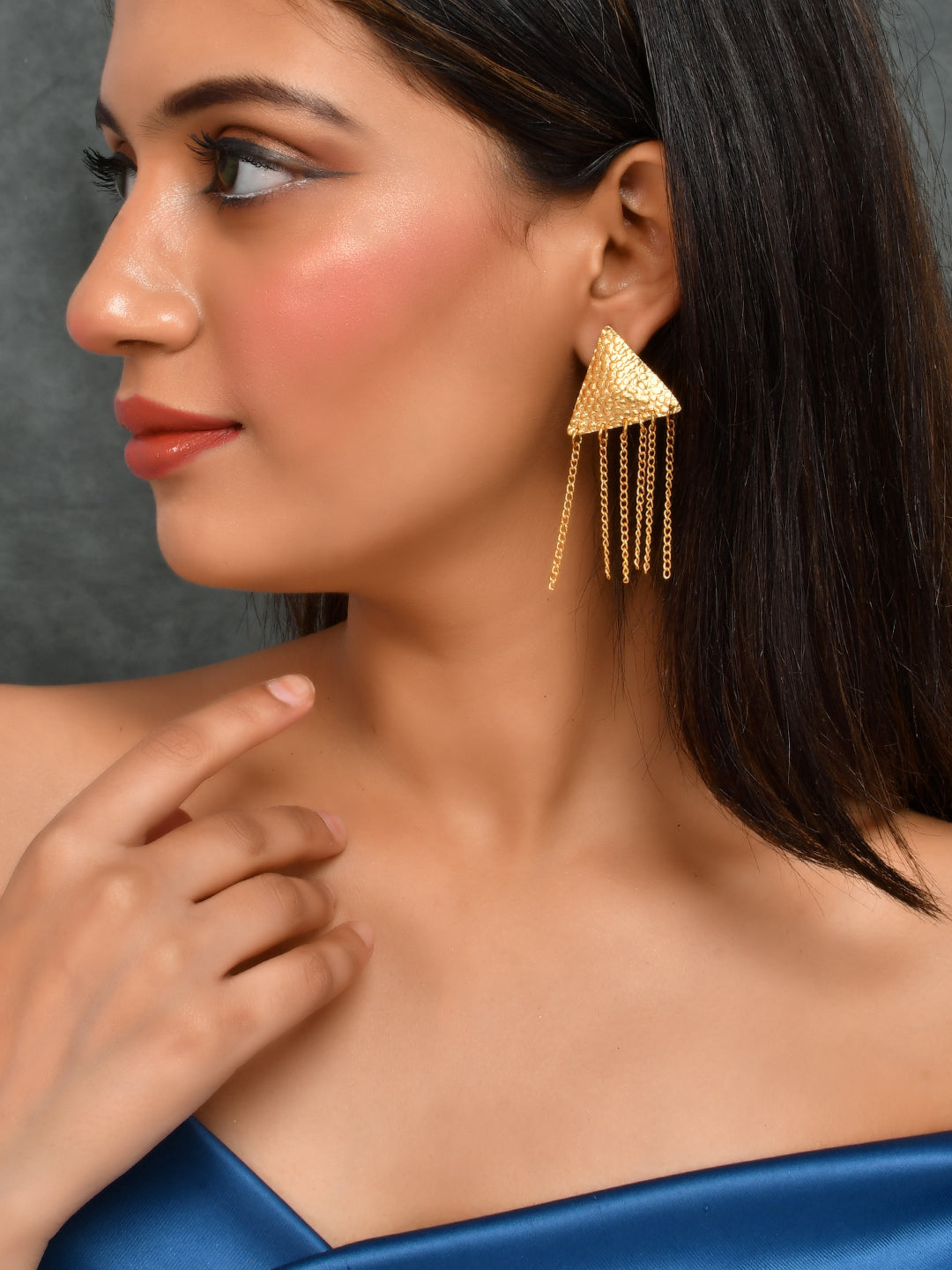 Textured Chain Drop Earrings