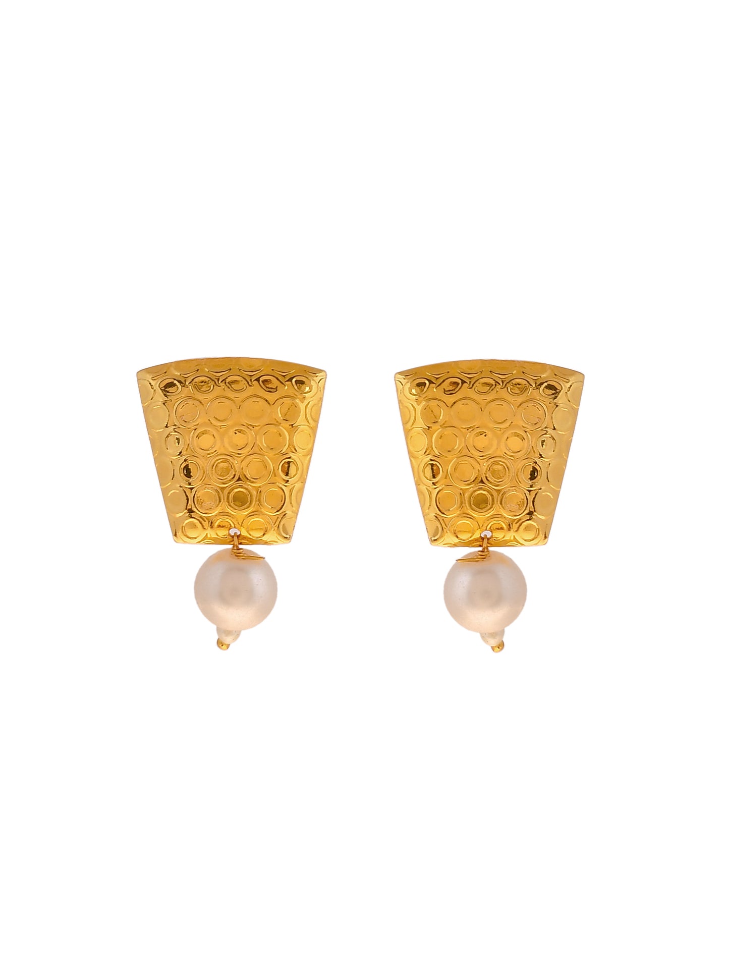 Gold Plated Pearl Bead Stub Designer Stud Earrings