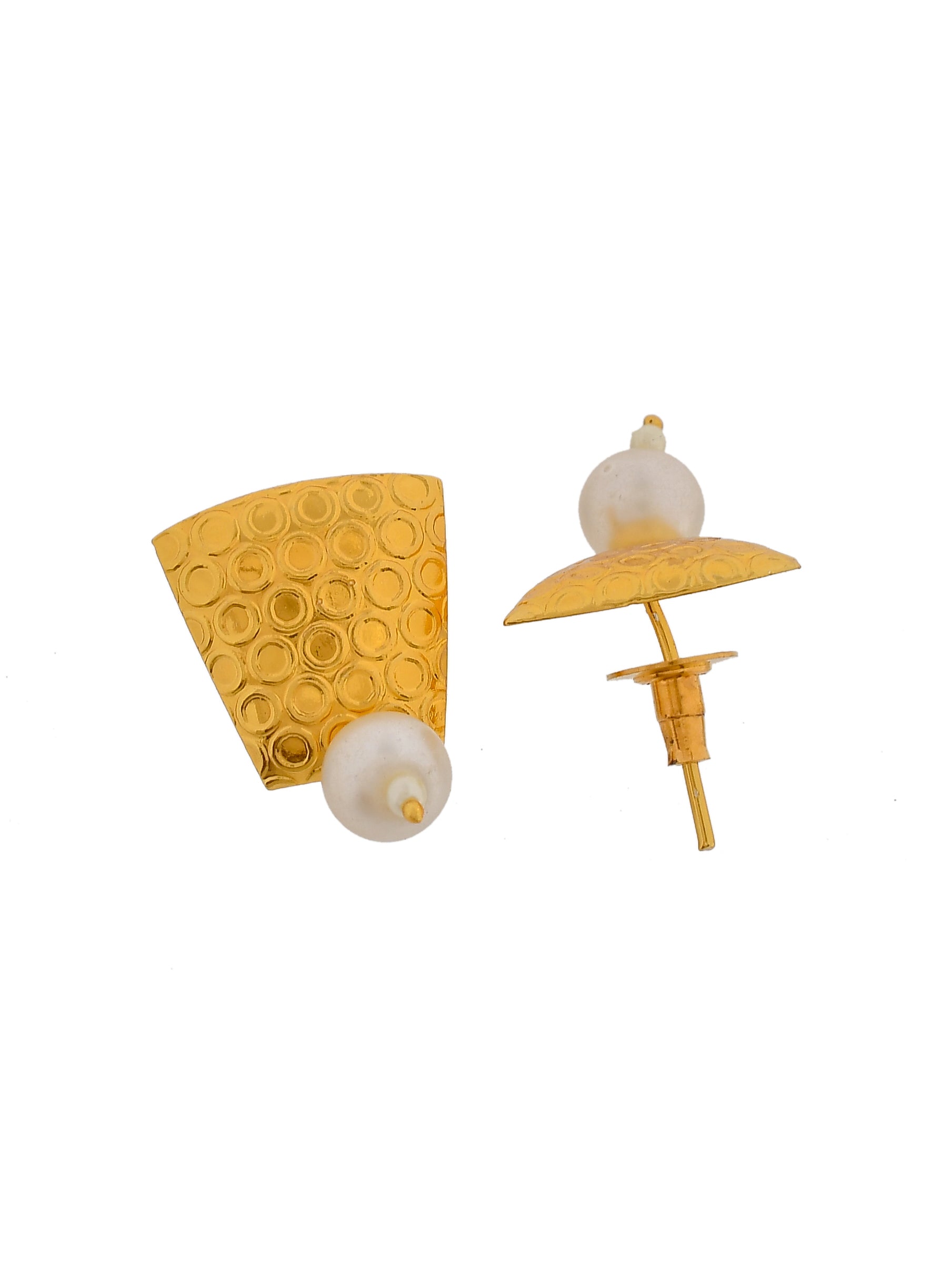 Gold Plated Pearl Bead Stub Designer Stud Earrings