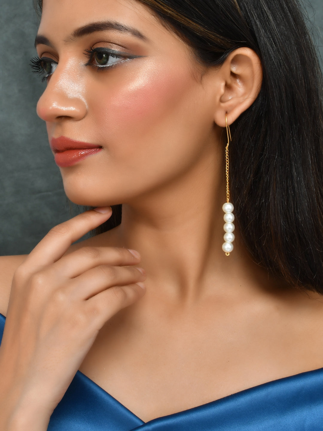 Western Long Pearl Chain Earrings