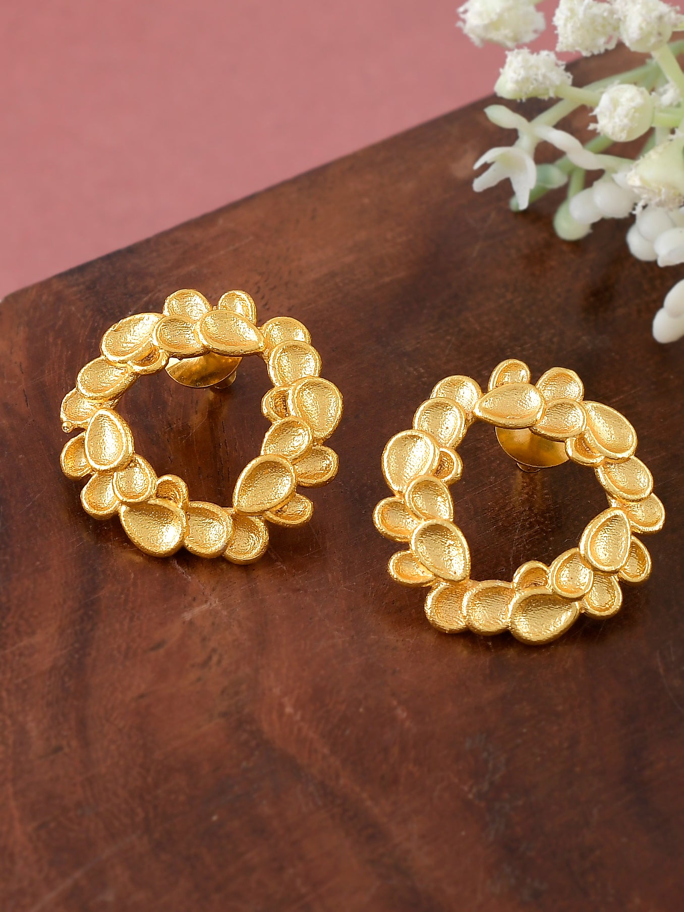 Gold plated designer circular Earrings
