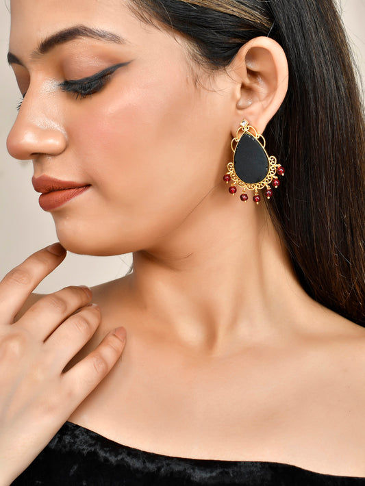 Ethnic Black Stone Drop Earrings for Women Online