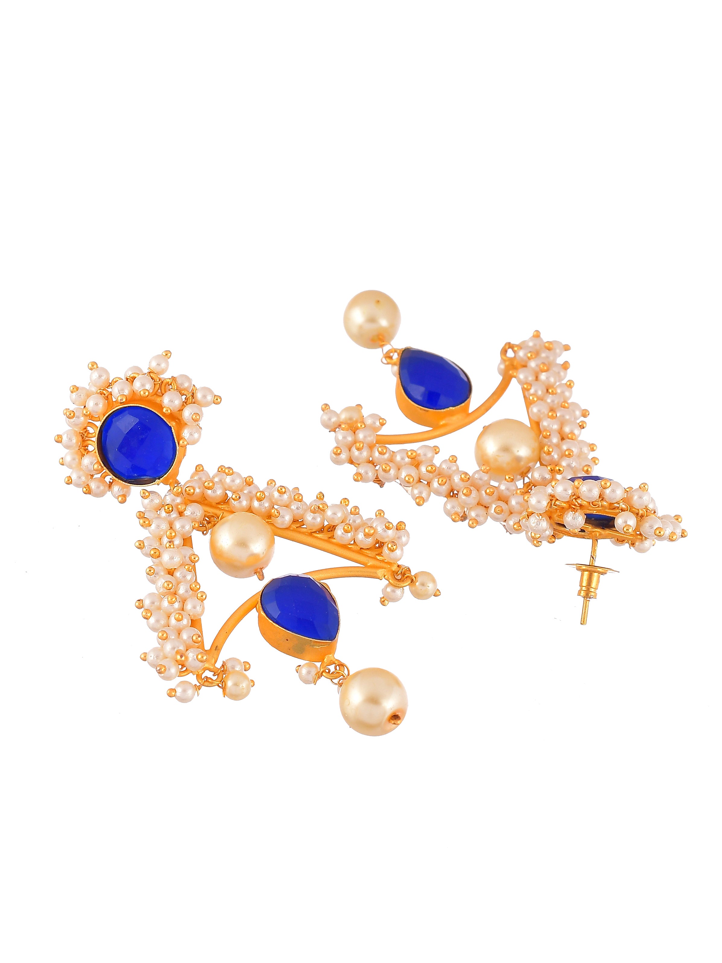 Blue Nagapadam Palakka Earrings: 24K Gold-plated – Culturati