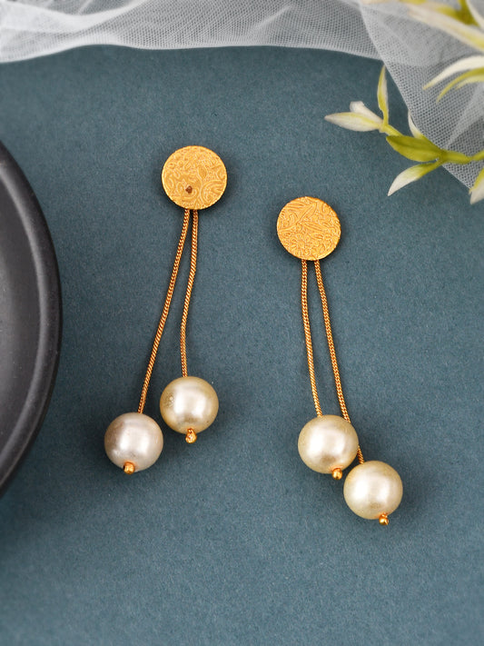 Gold Plated Pearl Drop Earrings for Women Online