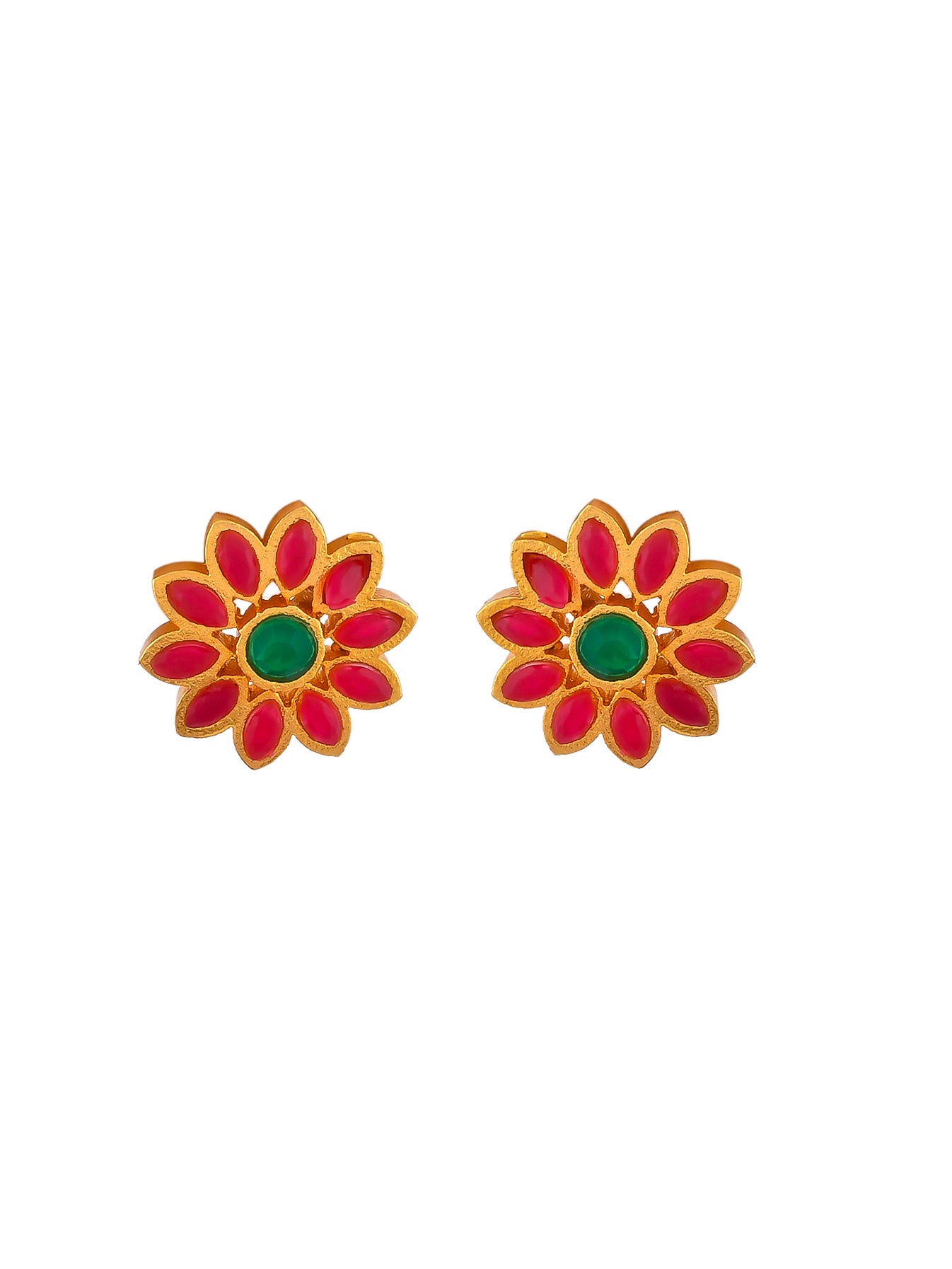 Gold Plated Floral Stud Earrings for Women