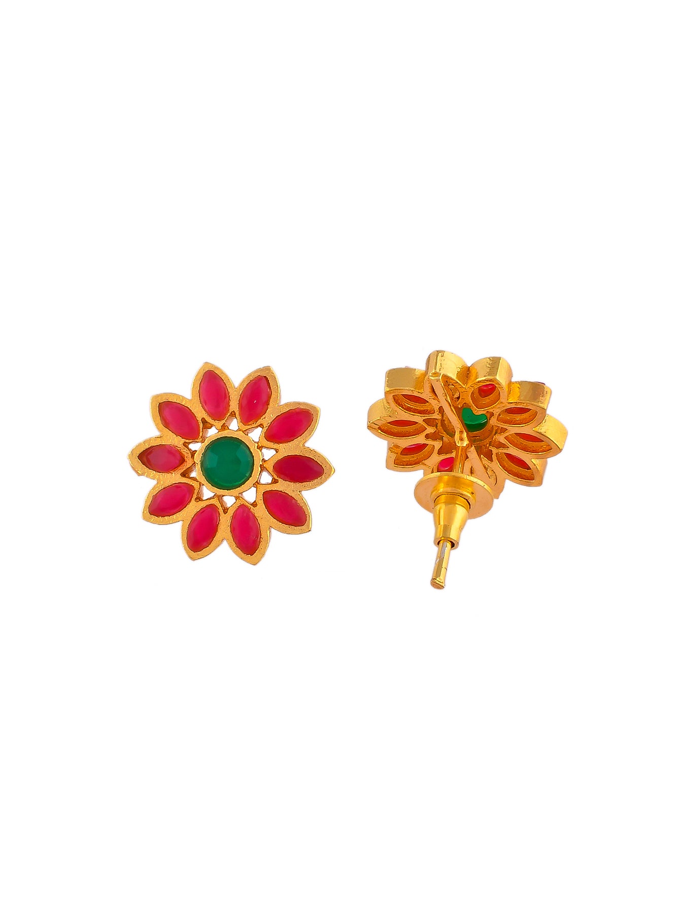 Gold Plated Floral Stud Earrings for Women