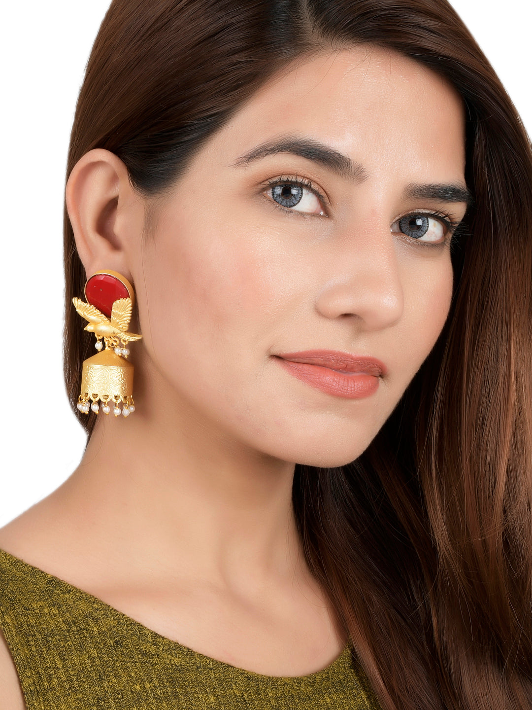 Gold Plated Bird Jhumka Earrings