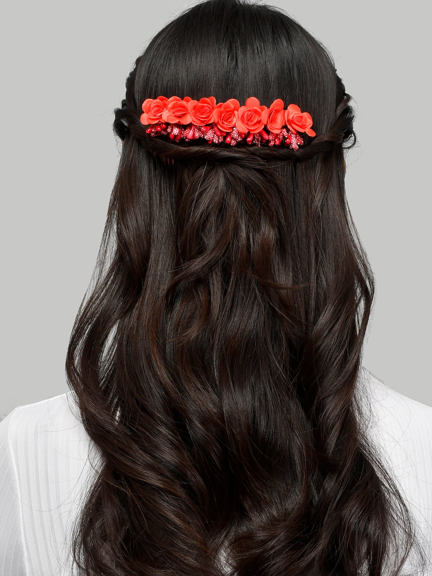 Red Floral Handcrafed Hair Accessory