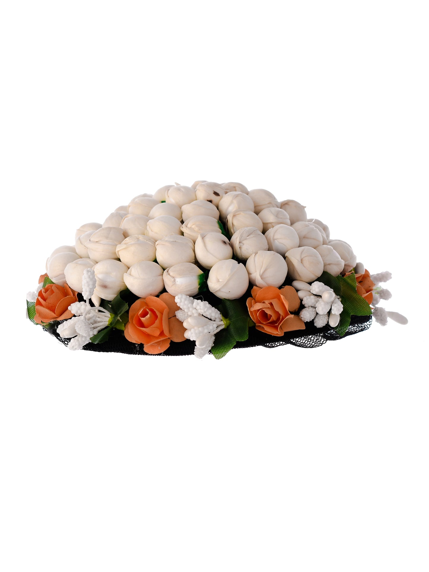 Orange & White Embellished Handcrafted Beaded Hair Bun Cover