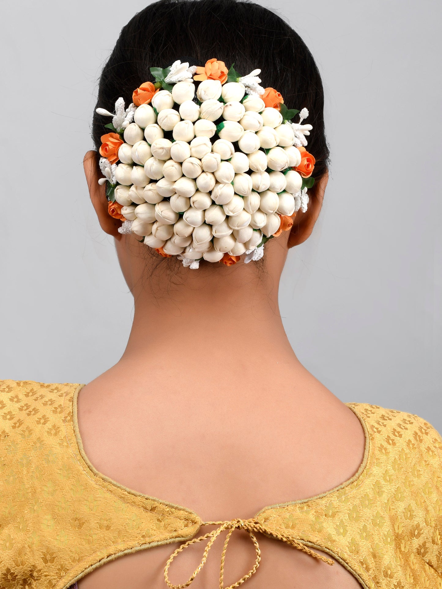 Orange & White Embellished Handcrafted Beaded Hair Bun Cover