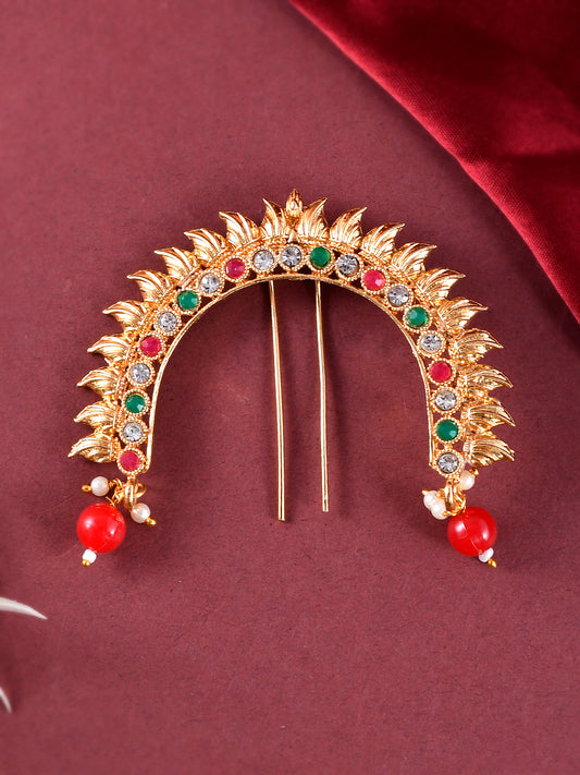 Gold Plated Multi Ethnic Wedding Hair Bun Pin for Women Online