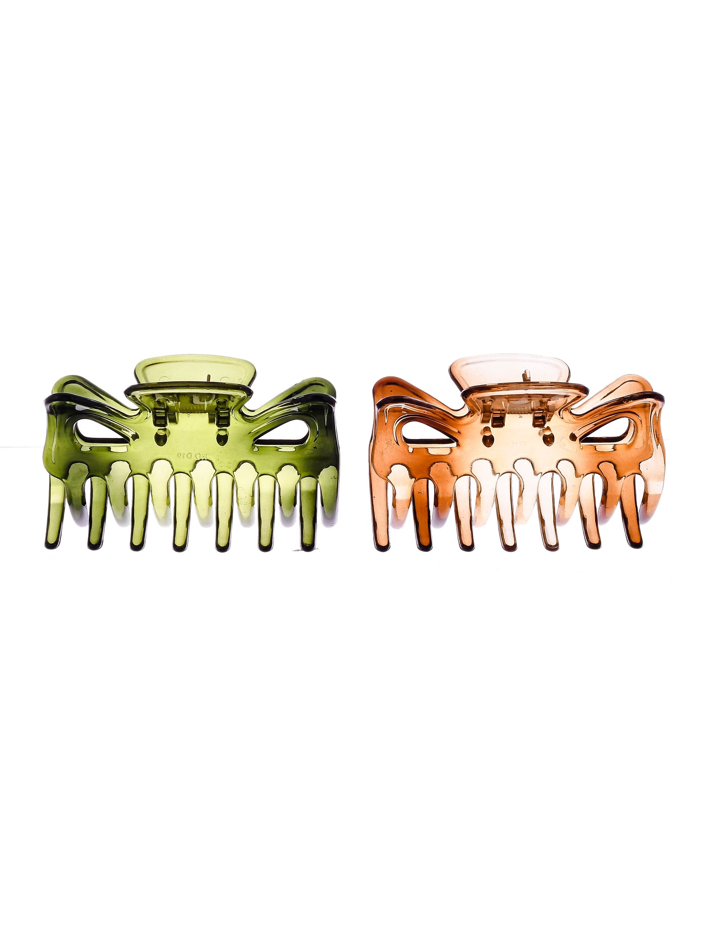 Set of 2 Green & Brown Claw Clips